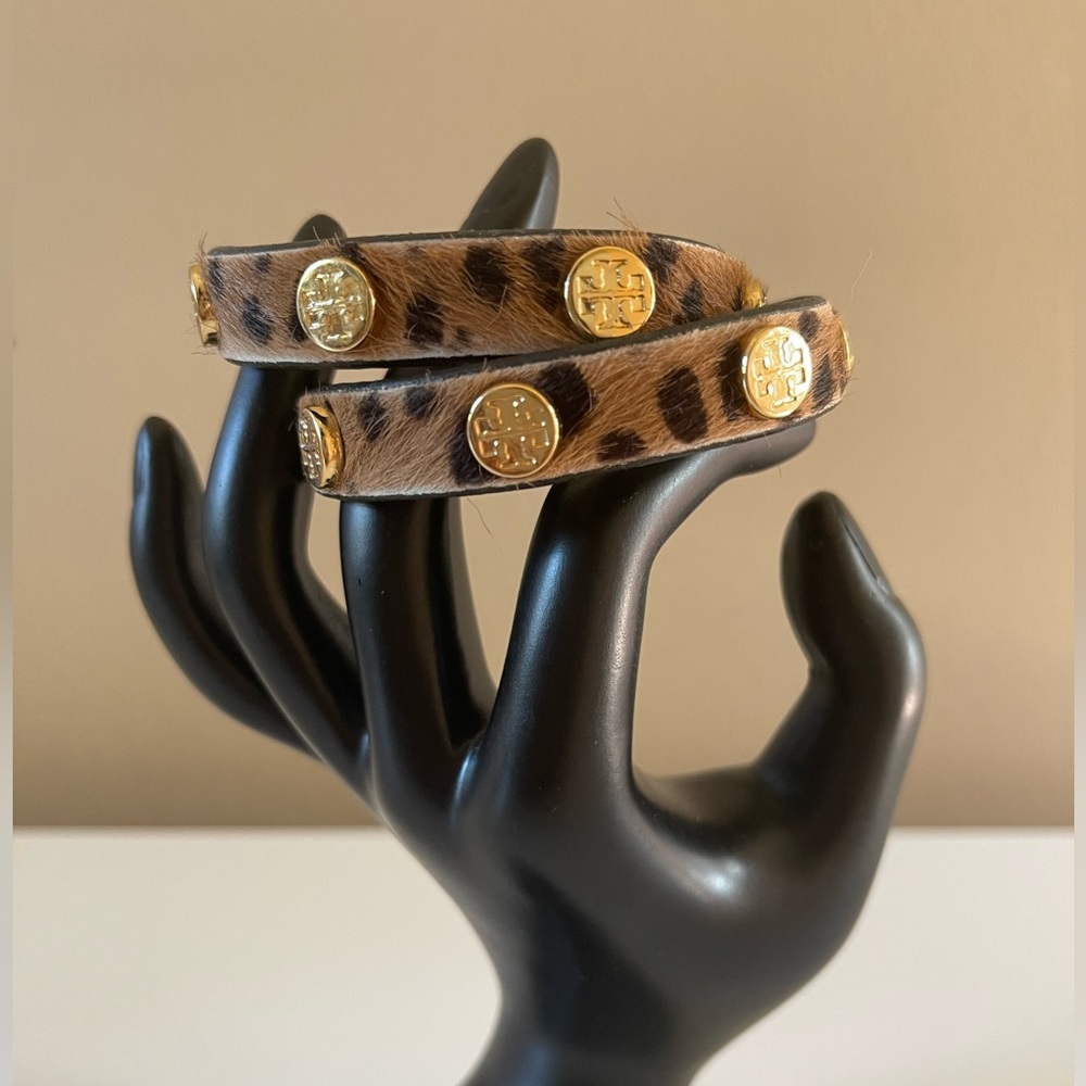 Tory Burch Double Wrap Animal Print Bracelet